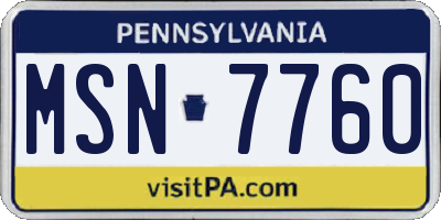 PA license plate MSN7760