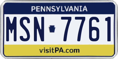PA license plate MSN7761