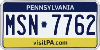 PA license plate MSN7762