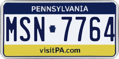 PA license plate MSN7764
