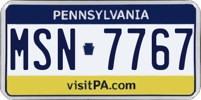 PA license plate MSN7767