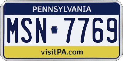 PA license plate MSN7769