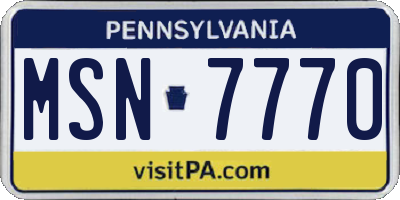 PA license plate MSN7770