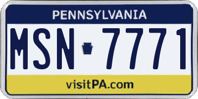 PA license plate MSN7771