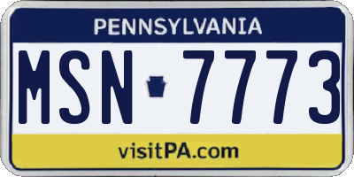 PA license plate MSN7773