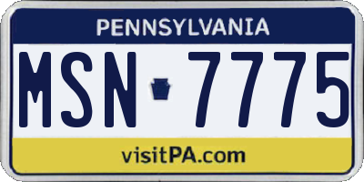 PA license plate MSN7775