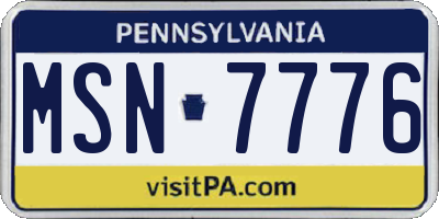 PA license plate MSN7776