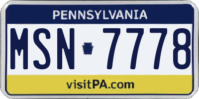 PA license plate MSN7778