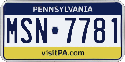 PA license plate MSN7781