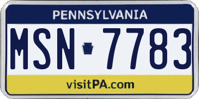 PA license plate MSN7783