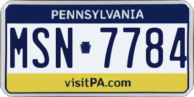 PA license plate MSN7784
