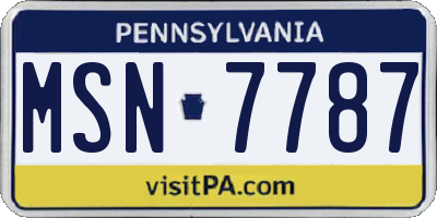 PA license plate MSN7787