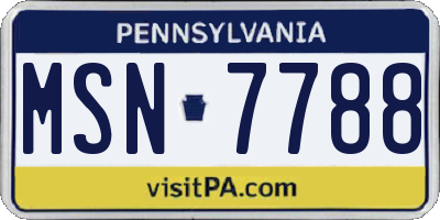 PA license plate MSN7788