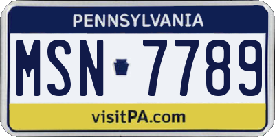 PA license plate MSN7789