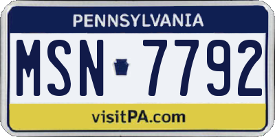 PA license plate MSN7792