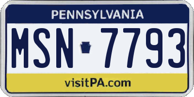 PA license plate MSN7793