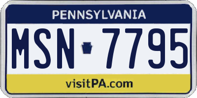 PA license plate MSN7795