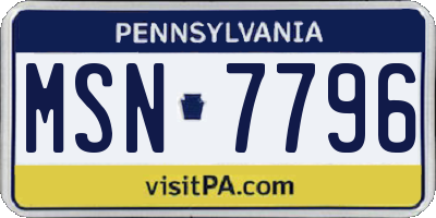 PA license plate MSN7796