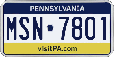 PA license plate MSN7801
