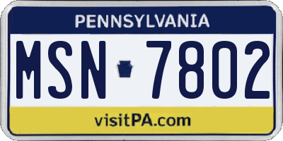 PA license plate MSN7802