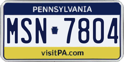 PA license plate MSN7804