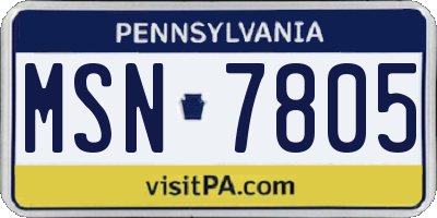 PA license plate MSN7805