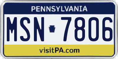 PA license plate MSN7806