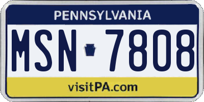 PA license plate MSN7808