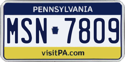PA license plate MSN7809
