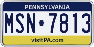 PA license plate MSN7813