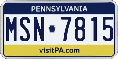 PA license plate MSN7815