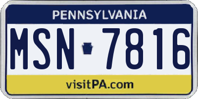 PA license plate MSN7816