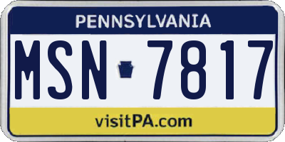 PA license plate MSN7817