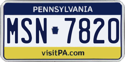 PA license plate MSN7820