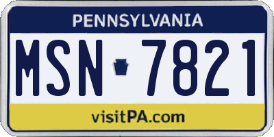 PA license plate MSN7821