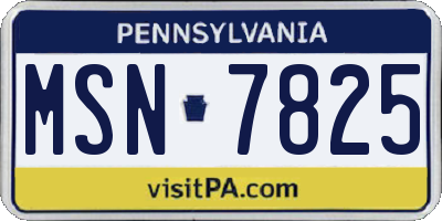 PA license plate MSN7825