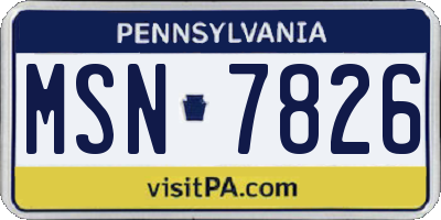 PA license plate MSN7826