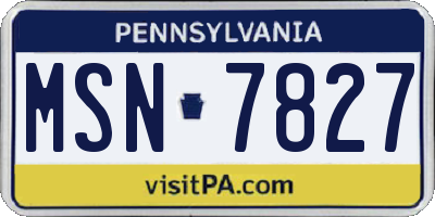PA license plate MSN7827