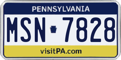 PA license plate MSN7828
