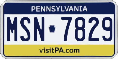 PA license plate MSN7829