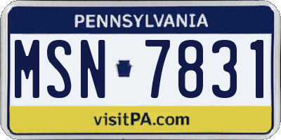PA license plate MSN7831