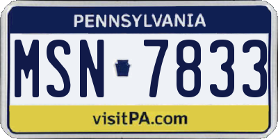 PA license plate MSN7833