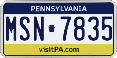 PA license plate MSN7835