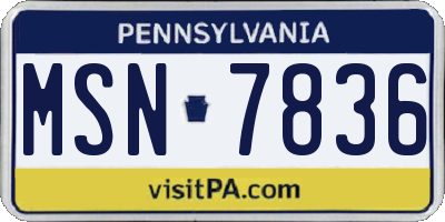 PA license plate MSN7836