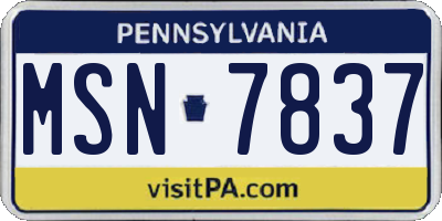 PA license plate MSN7837