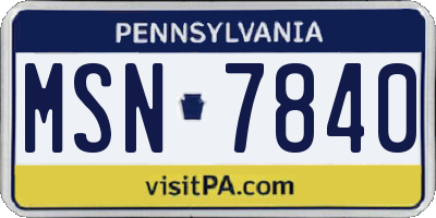 PA license plate MSN7840