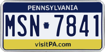 PA license plate MSN7841