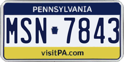 PA license plate MSN7843