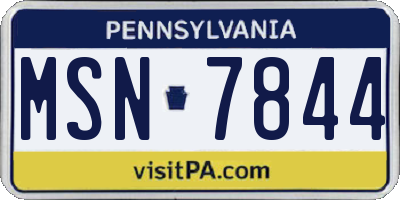 PA license plate MSN7844