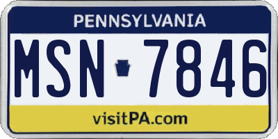 PA license plate MSN7846